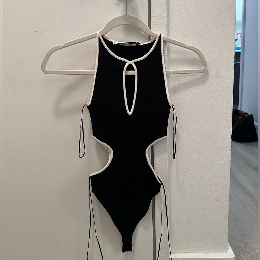 Black Bodysuit with White lining and cutouts